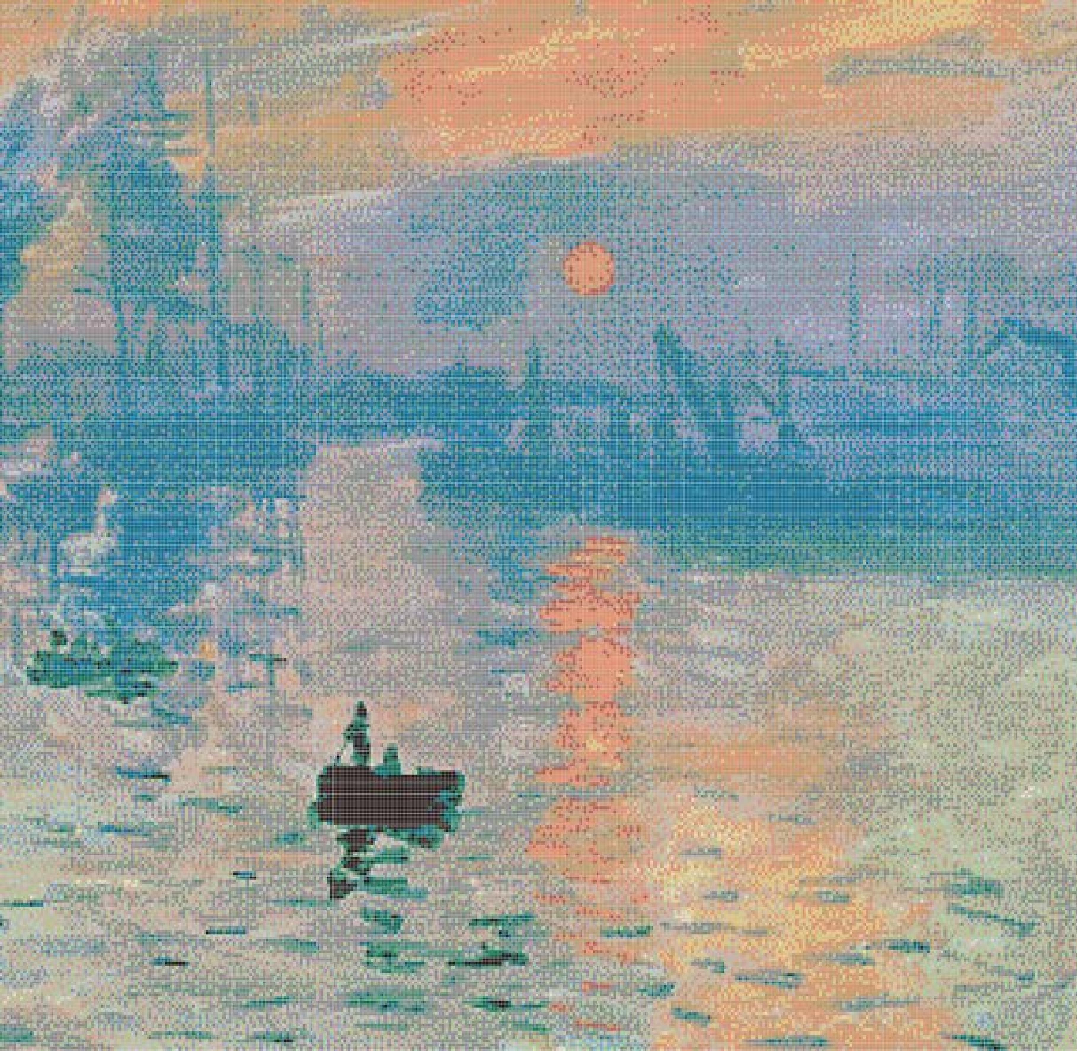 9.5x9.5mm Impressionist Landscape Sunrise Sunset Puzzled Mosaic Tiles (VF81804T)