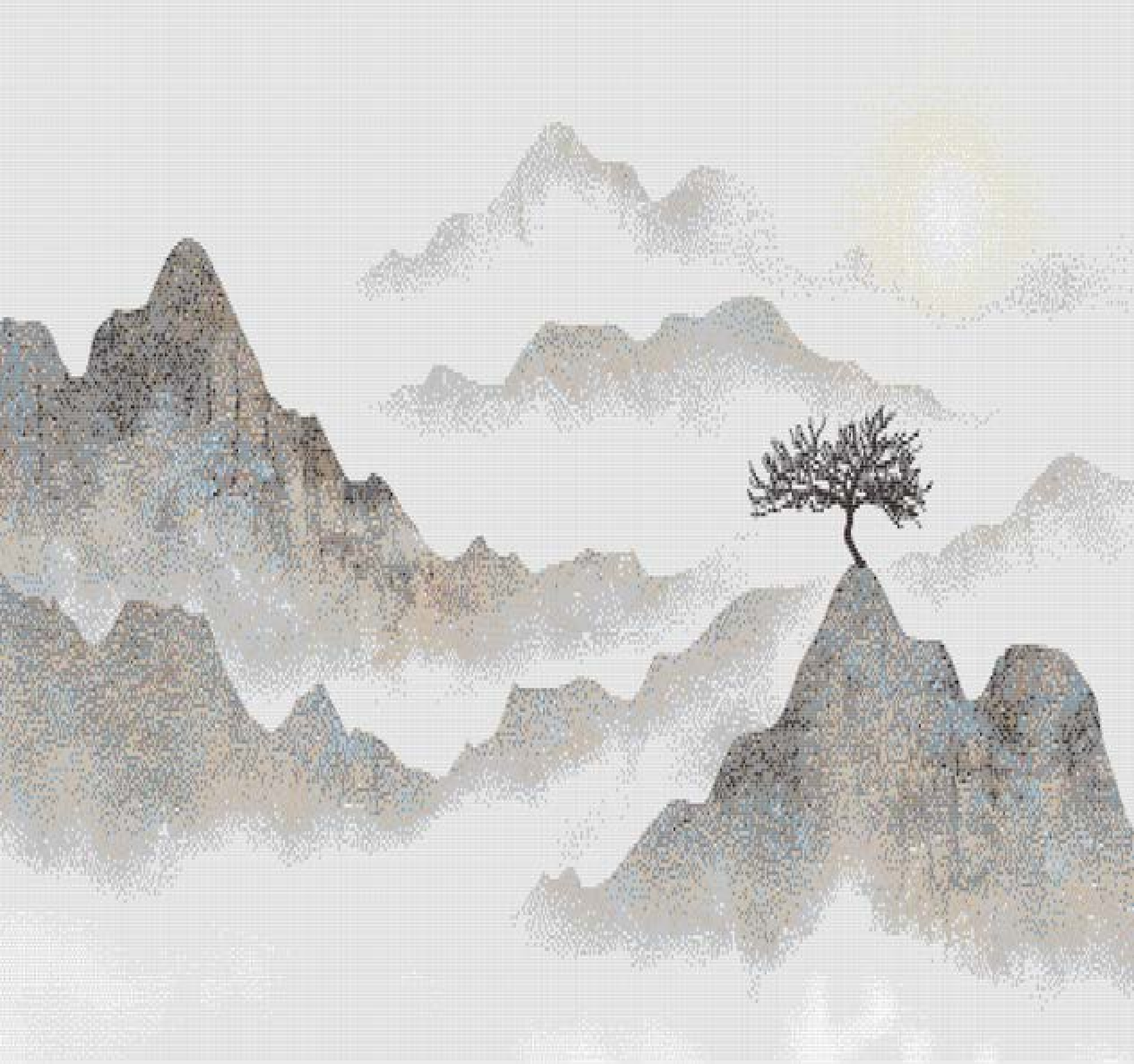 Custom Chinese Ink - Wash Pine Calligraphy Puzzled Mosaic Tiles