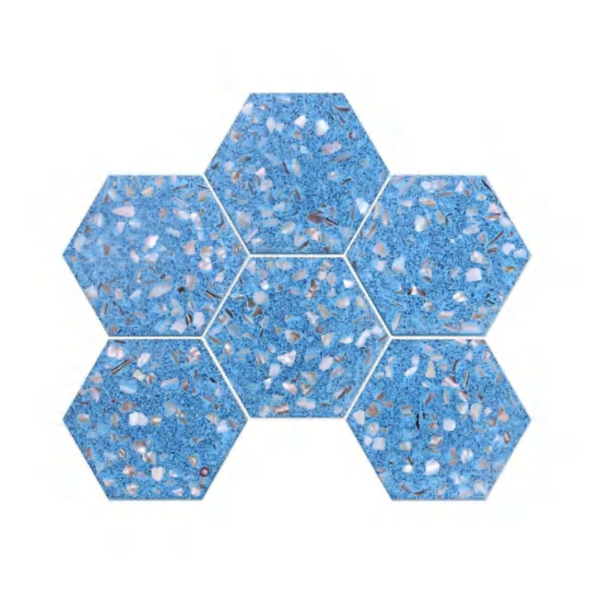 110X127X8mm 225x295mm Hexagonal Terrazzo Cement Mosaic Tiles (YQHBEIGE YQHBLK YQHBLU YQHGLD YQHGRN YQHWHT YQHGRY )