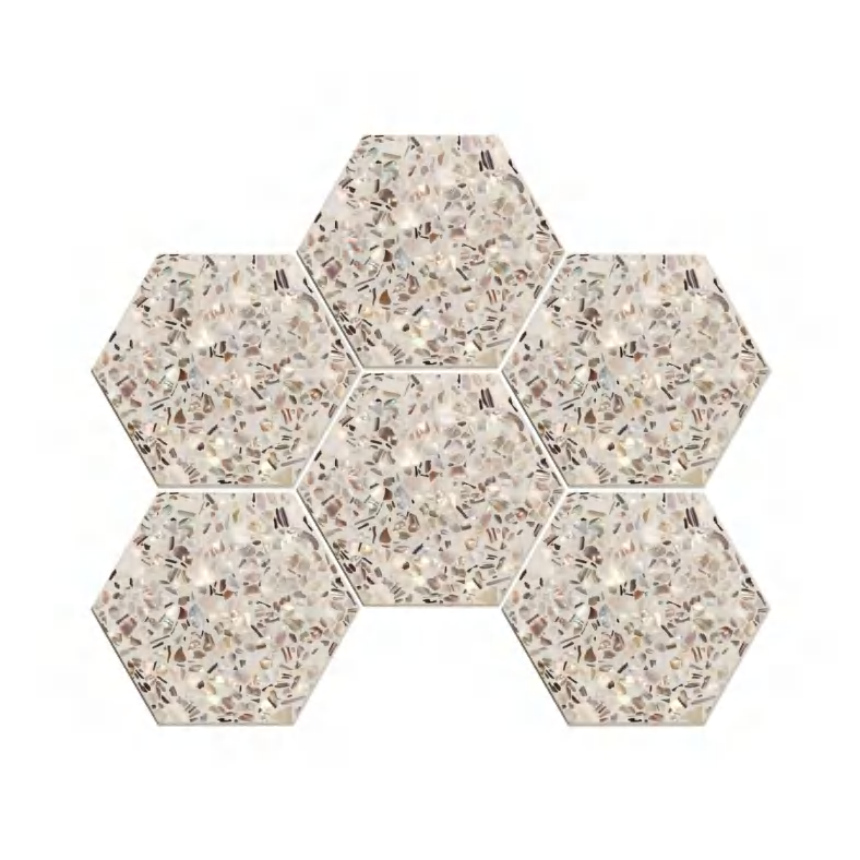 110X127X8mm 225x295mm Hexagonal Terrazzo Cement Mosaic Tiles (YQHBEIGE YQHBLK YQHBLU YQHGLD YQHGRN YQHWHT YQHGRY )