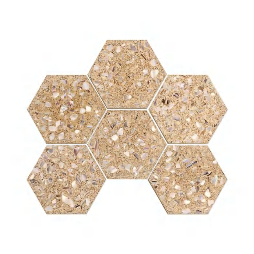 110X127X8mm 225x295mm Hexagonal Terrazzo Cement Mosaic Tiles (YQHBEIGE YQHBLK YQHBLU YQHGLD YQHGRN YQHWHT YQHGRY )