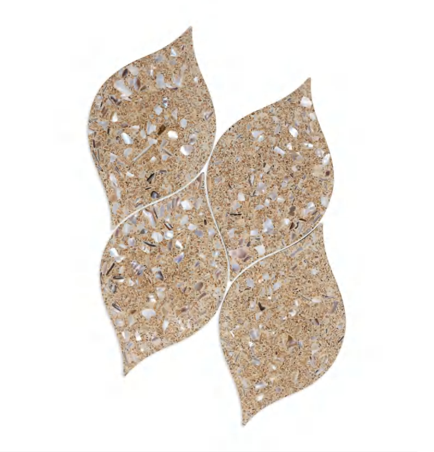 Custom - sized Leaf - Shaped Terrazzo Cement Mosaic Tiles (YQLF001-YQLF004)