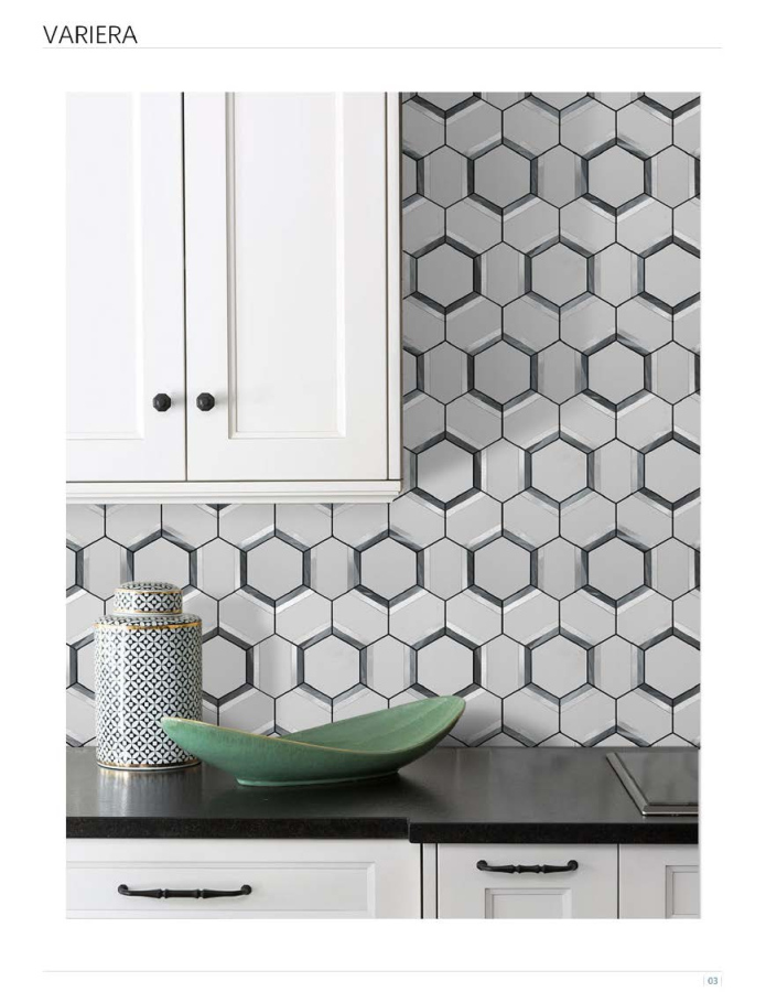 298x258mm Hexagonal Adhesive Peel - Stick Mosaic Tiles (KVS - VAR - 01/02/03/04/05/06/07/08/09/10/11; KVS - UPP - 01/02/03/04/05/06)