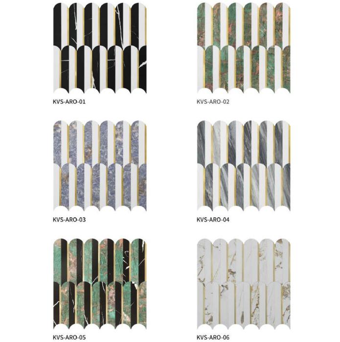 302X275mm Scalloped - Geometric Adhesive Mosaic Tiles (KVS - ARO - 01/02/03/04/05/06; KVS - LIN - 01/02/03/04/05/06)
