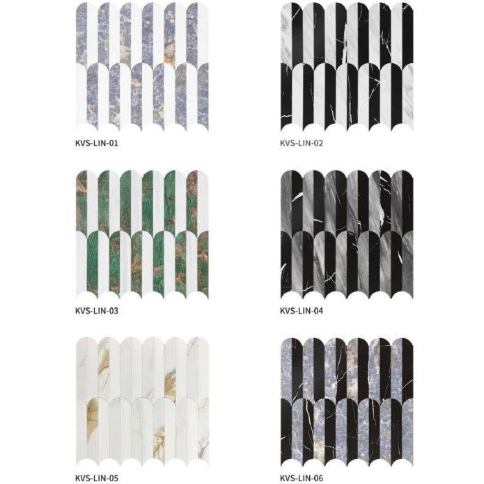302X275mm Scalloped - Geometric Adhesive Mosaic Tiles (KVS - ARO - 01/02/03/04/05/06; KVS - LIN - 01/02/03/04/05/06)