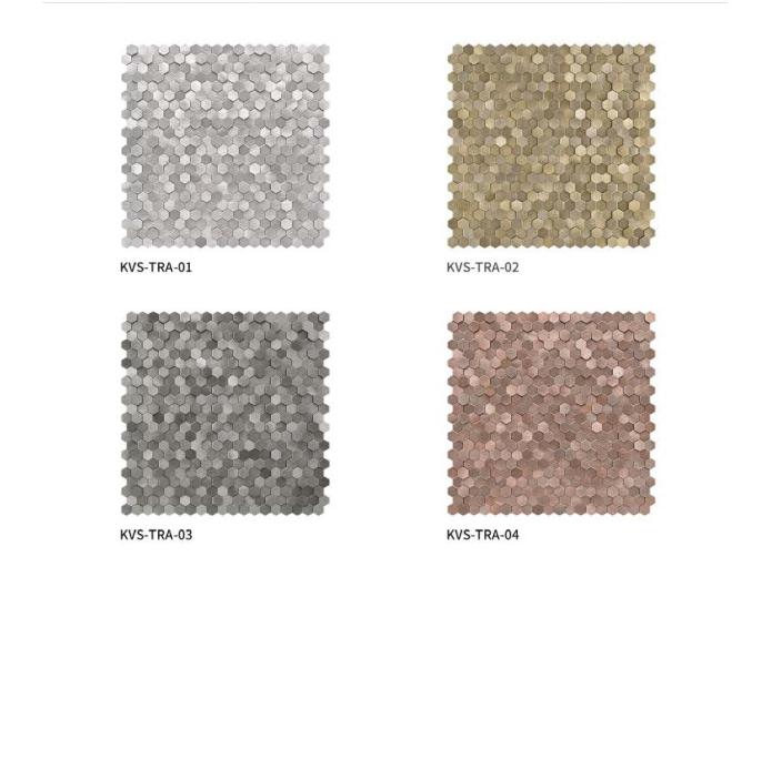 306x307mm Hexagonal - Metallic Adhesive Mosaic Tiles (KVS - TRA - 01/02/03/04)