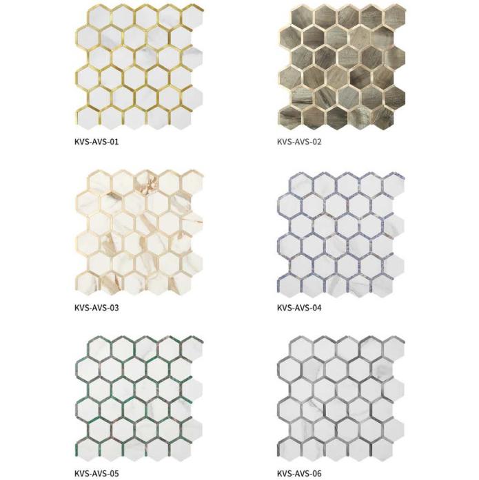 282x271mm Hexagonal - Pattern Adhesive Mosaic Tiles (KVS - AVS - 01/02/03/04/05/06)