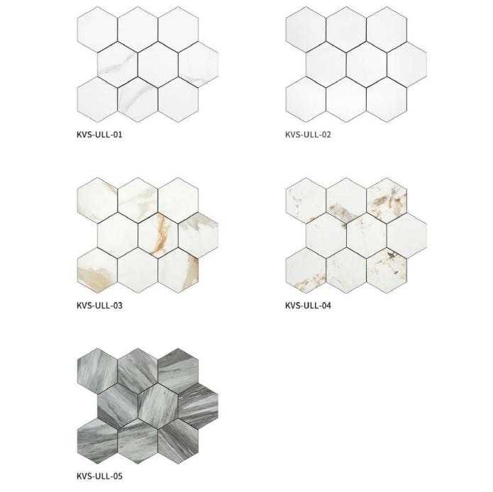 225x300 mm Hexagonal - Pattern Adhesive Mosaic Tiles (KVS - ULL - 01/02/03/04/05)