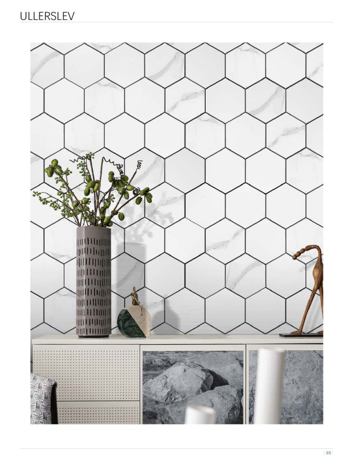 225x300 mm Hexagonal - Pattern Adhesive Mosaic Tiles (KVS - ULL - 01/02/03/04/05)