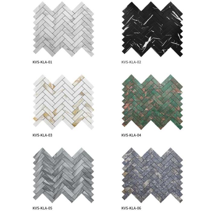 308x247 mm Herringbone - Pattern Adhesive Mosaic Tiles (KVS - KLA - 01/02/03/04/05/06; KVS - HOR - 01/02/03/04/05/06)