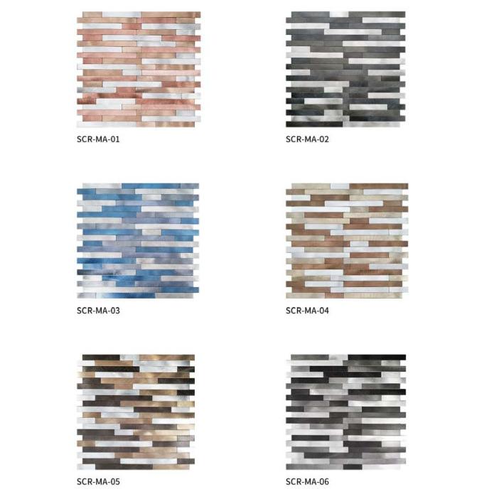 298x294 mm Linear Staggered - Strip Adhesive Mosaic Tiles (SCR - MA - 01/02/03/04/05/06; SCR - M - 01/02/03/04/05/06)