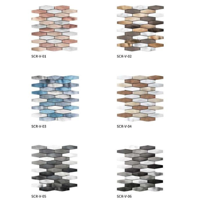 255x297 mm Hexagonal Staggered - Row Adhesive Mosaic Tiles (SCR - V - 01/02/03/04/05/06; SCR - VA - 01/02/03/04/05/06)