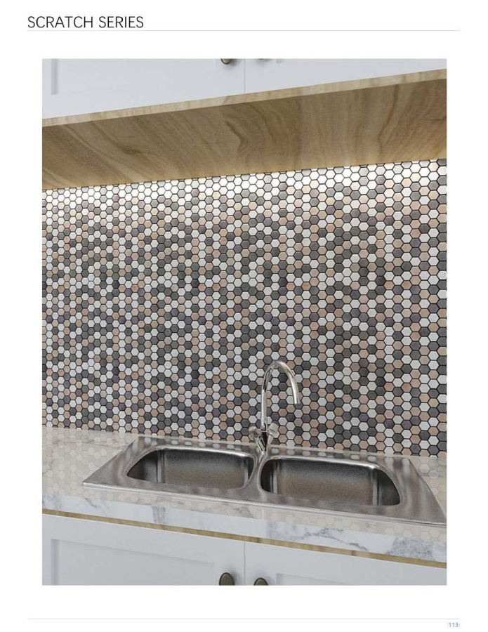 305x290 mm Hexagonal Honeycomb- Pattern Adhesive Mosaic Tiles (SCR - BA - 01/02/03/04/05/06; SCR - B - 01/02/03/04/05/06)