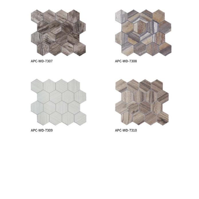 254x292 mm Hexagonal Wood - Texture Adhesive Mosaic Tiles (APC - WD - 7301/7302/7303/7304/7305/7306/7307/7308/7309/7310) Keywords