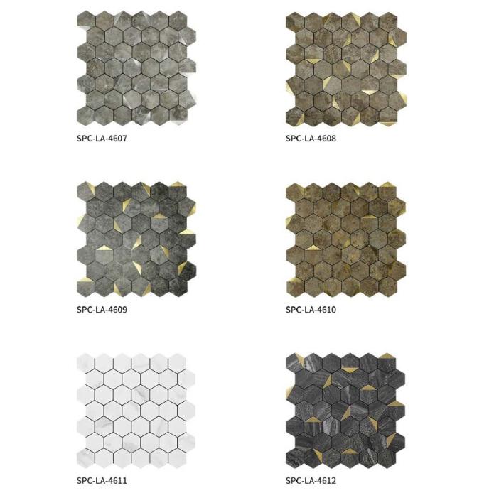 298x296 mm Hexagonal - Pattern Adhesive Mosaic Tiles (SPC - LA - 4601/4602/4603/4604/4605/4606/4607/4608/4609/4610/4611/4612)