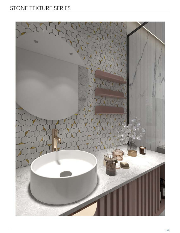 298x296 mm Hexagonal - Pattern Adhesive Mosaic Tiles (SPC - LA - 4601/4602/4603/4604/4605/4606/4607/4608/4609/4610/4611/4612)