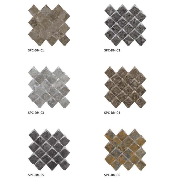 265x265 mm Diamond - Shaped Stone - Texture Adhesive Mosaic Tiles (SPC - DM - 01/02/03/04/05/06/07/08/09/010)