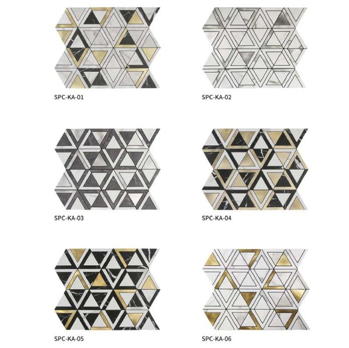 333x288 mm Geometric Triangular - Patchwork Adhesive Mosaic Tiles (SPC - KA - 01/02/03/04/05/06)