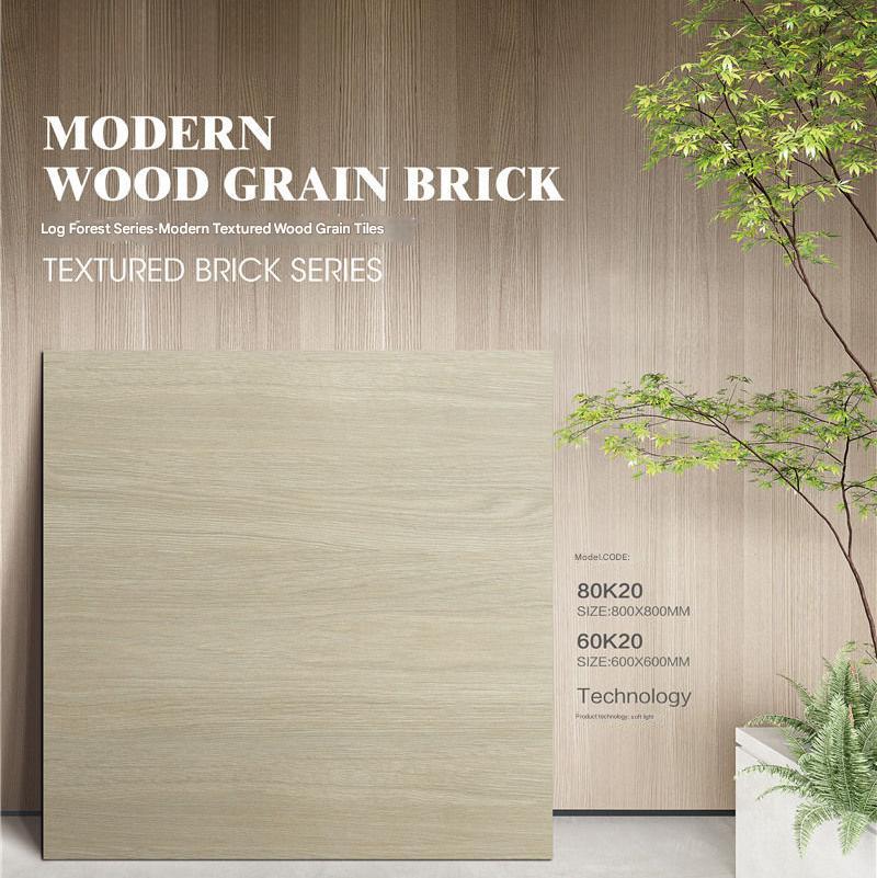 800x800mm & 600x600mm Modern Wood - Grain Textured Tiles | Models: 80K20, 60K20