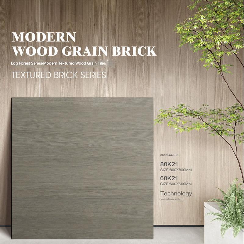 800x800mm & 600x600mm Modern Wood - Grain Textured Tiles | Models: 80K21, 60K21