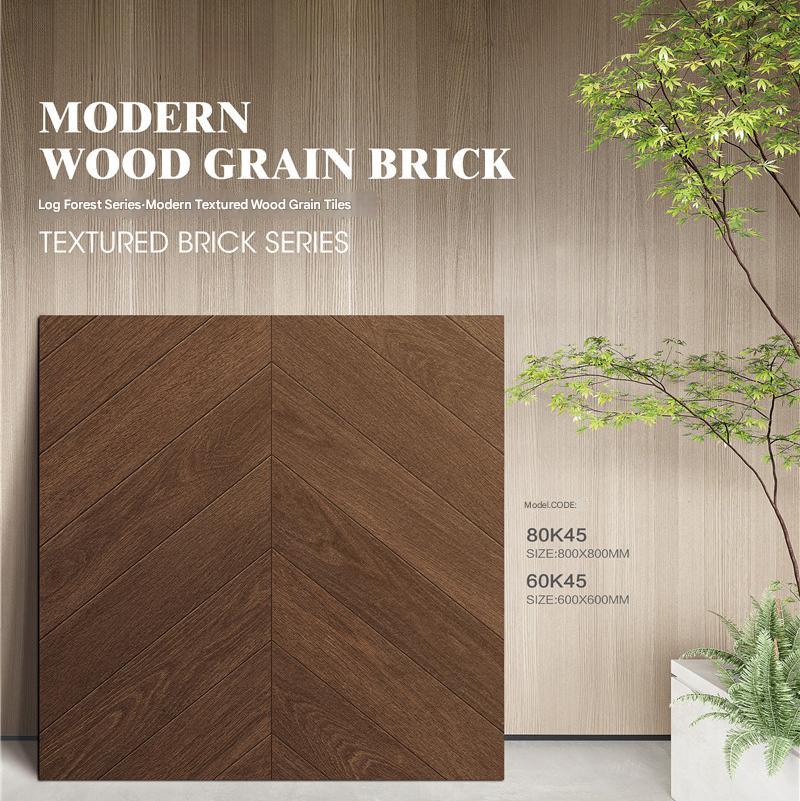 800x800mm & 600x600mm Herringbone Wood - Grain Textured Tiles | Models: 80K45, 60K45
