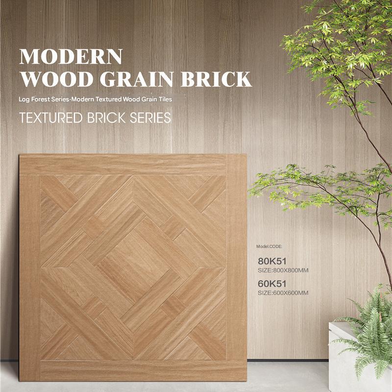 800x800mm & 600x600mm Geometric Wood - Grain Patterned Tiles | Models: 80K51, 60K51