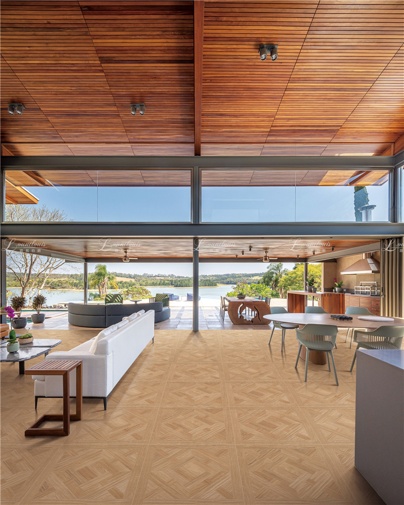 800x800mm & 600x600mm Geometric Wood - Grain Patterned Tiles | Models: 80K51, 60K51