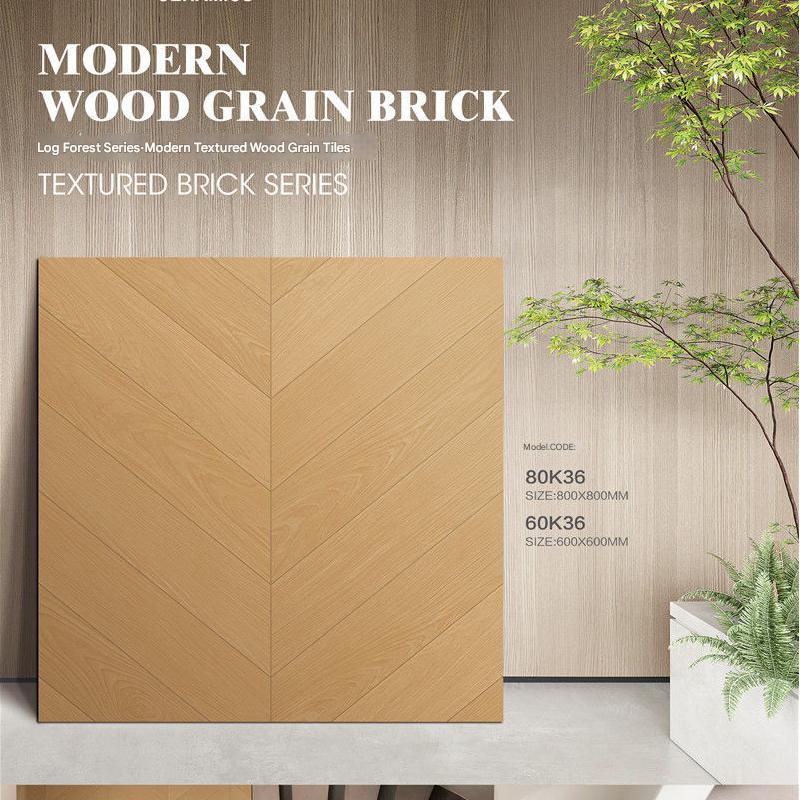800x800mm & 600x600mm Herringbone Wood - Grain Textured Tiles | Models: 80K36, 60K36