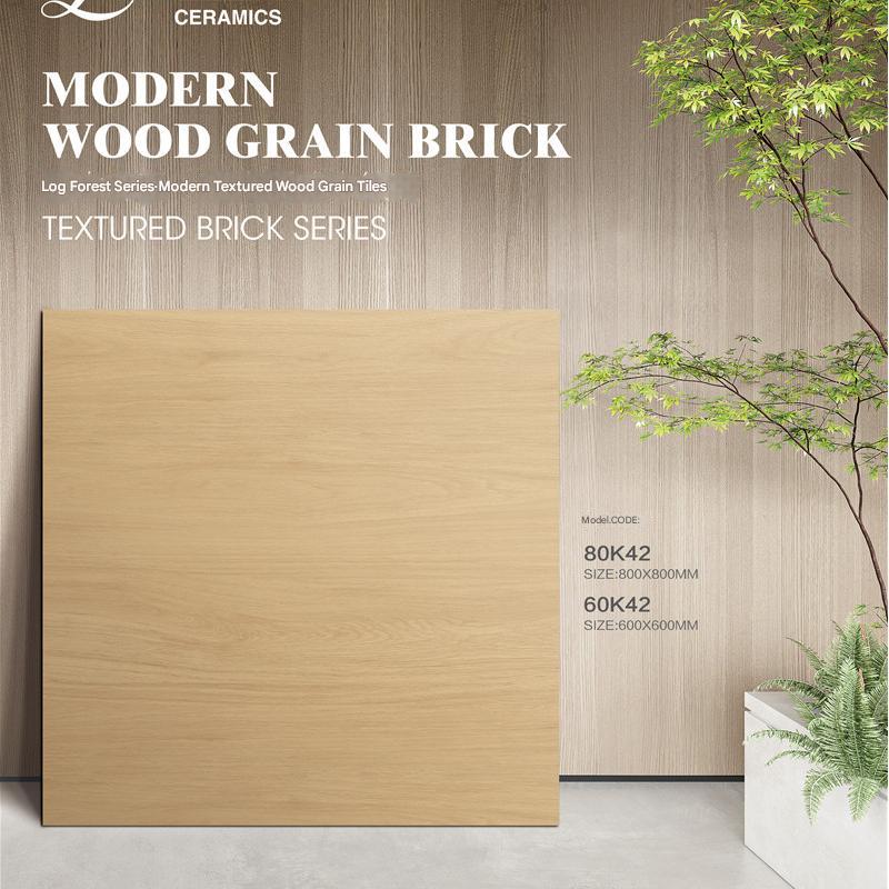 800x800mm & 600x600mm Modern Wood - Grain Textured Tiles | Models: 80K42, 60K42