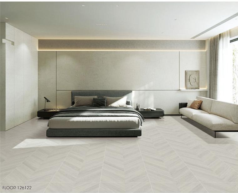 600x1200mm Light - Tone Herringbone Wood - Pattern Tiles | Model: 126122
