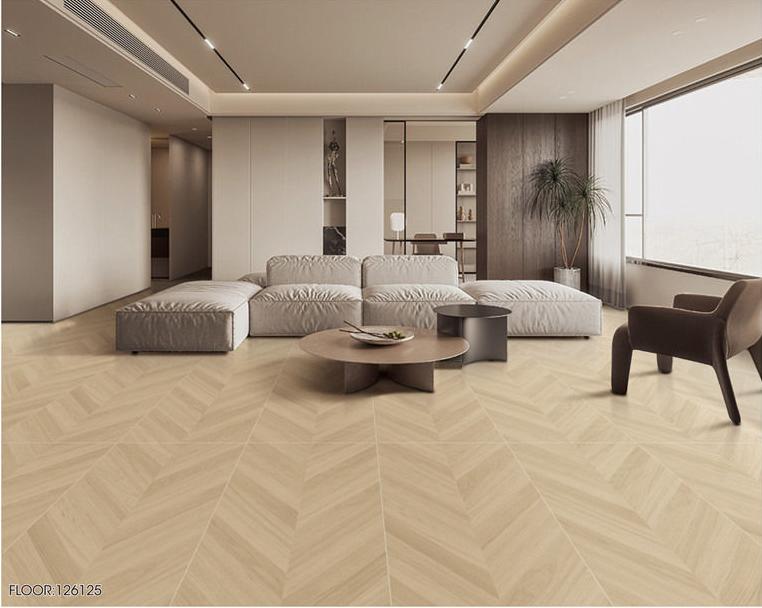600x1200mm Light - Tone Herringbone Wood - Pattern Tiles | Model: 126125