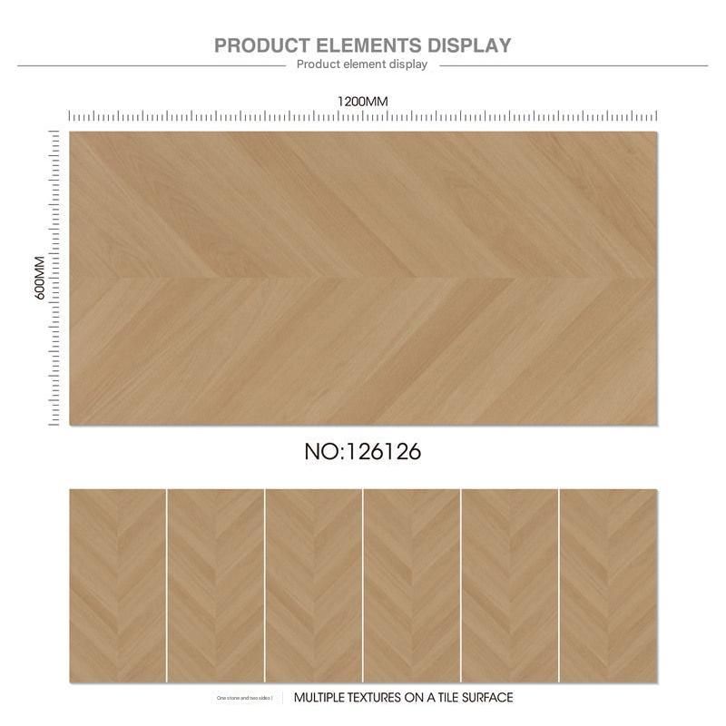 600x1200mm Light - Tone Herringbone Wood - Pattern Tiles | Model: 126126