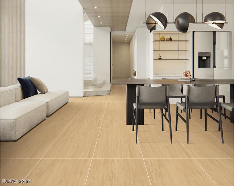 600x1200mm Light Wood - Grain Carved Glaze Tiles | Model: 126127