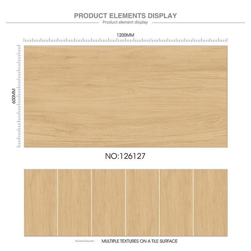 600x1200mm Light Wood - Grain Carved Glaze Tiles | Model: 126127