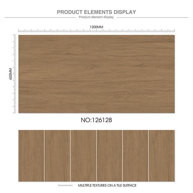 600x1200mm Carved Wood - Grain Tiles in Warm Brown | Model: 126128