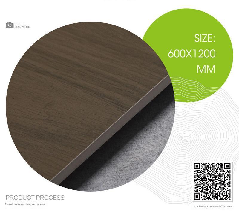 600x1200mm Dark Brown Carved Wood - Grain Tiles | Model: 126129