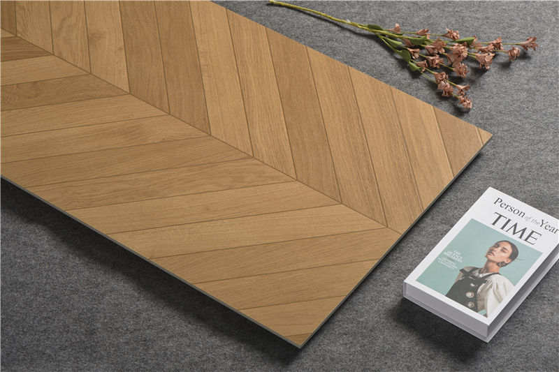 600x1200mm Light Brown Herringbone Wood - Grain Tiles | Model: 126133