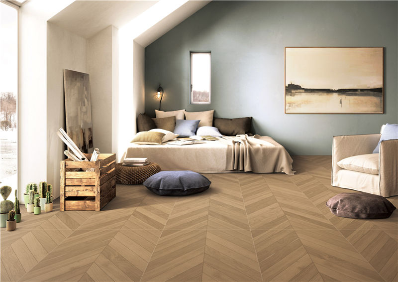 600x1200mm Light Brown Herringbone Wood - Grain Tiles | Model: 126133