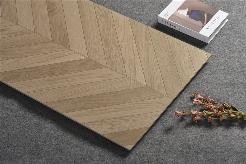 600x1200mm Light Brown Herringbone Wood - Look Tiles | Model: 126135