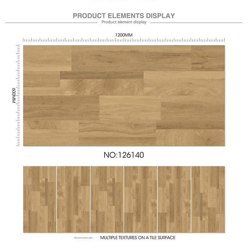 600x1200mm Light Wood - Grain Carved Glaze Tiles | Model: 126140