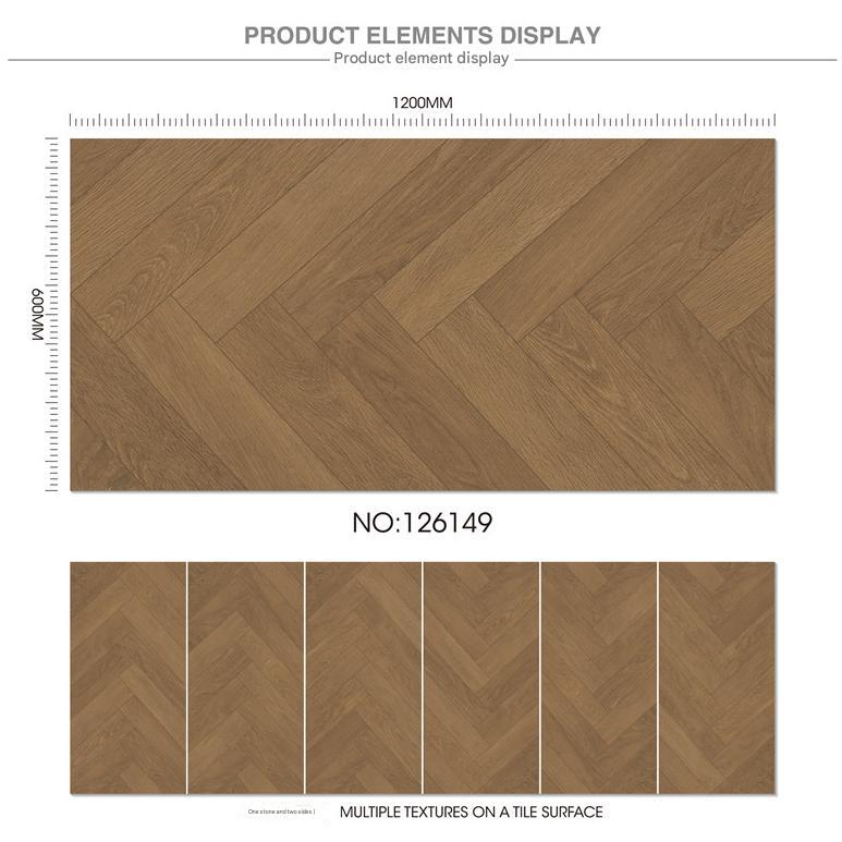 600×1200mm Herringbone Wood - Patterned Matte Tile, Model NO: TQ02-126149