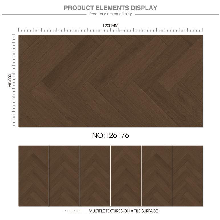600×1200mm Herringbone Wood - Patterned Matte Tile, Model NO: TQ02-126176