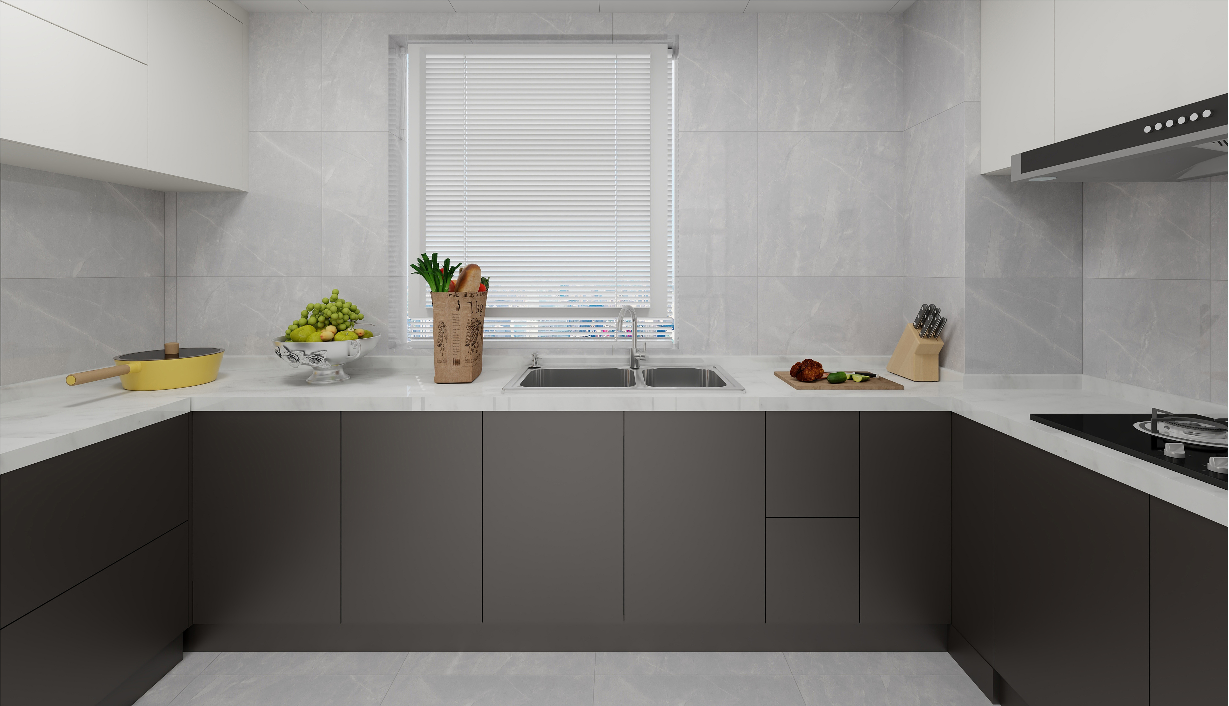 60×60cm Light Gray Marble - Effect Glossy Tile, Model: TQ01-RS - 66007P