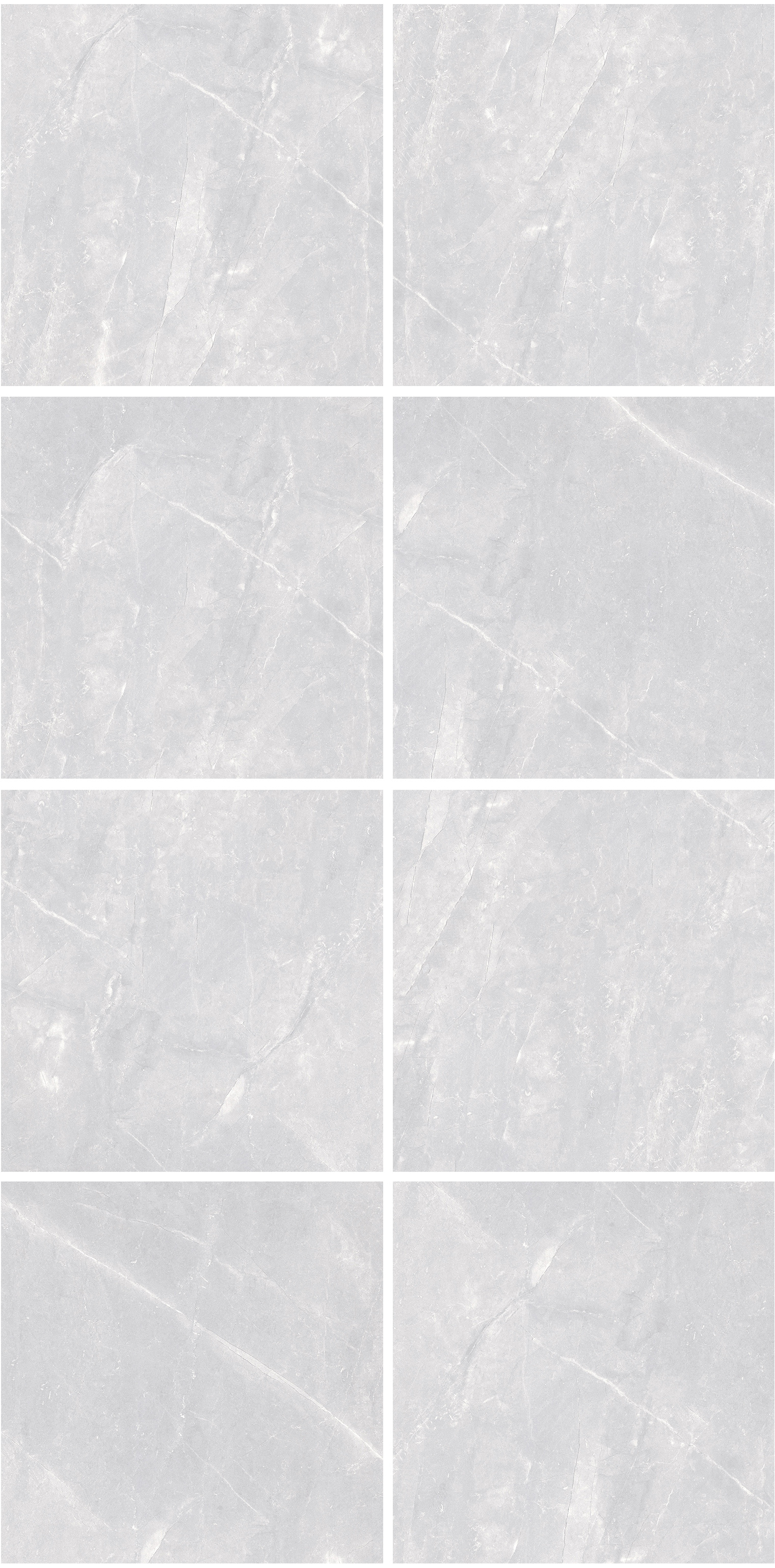60×60cm Light Gray Marble - Effect Glossy Tile, Model: TQ01-RS - 66007P