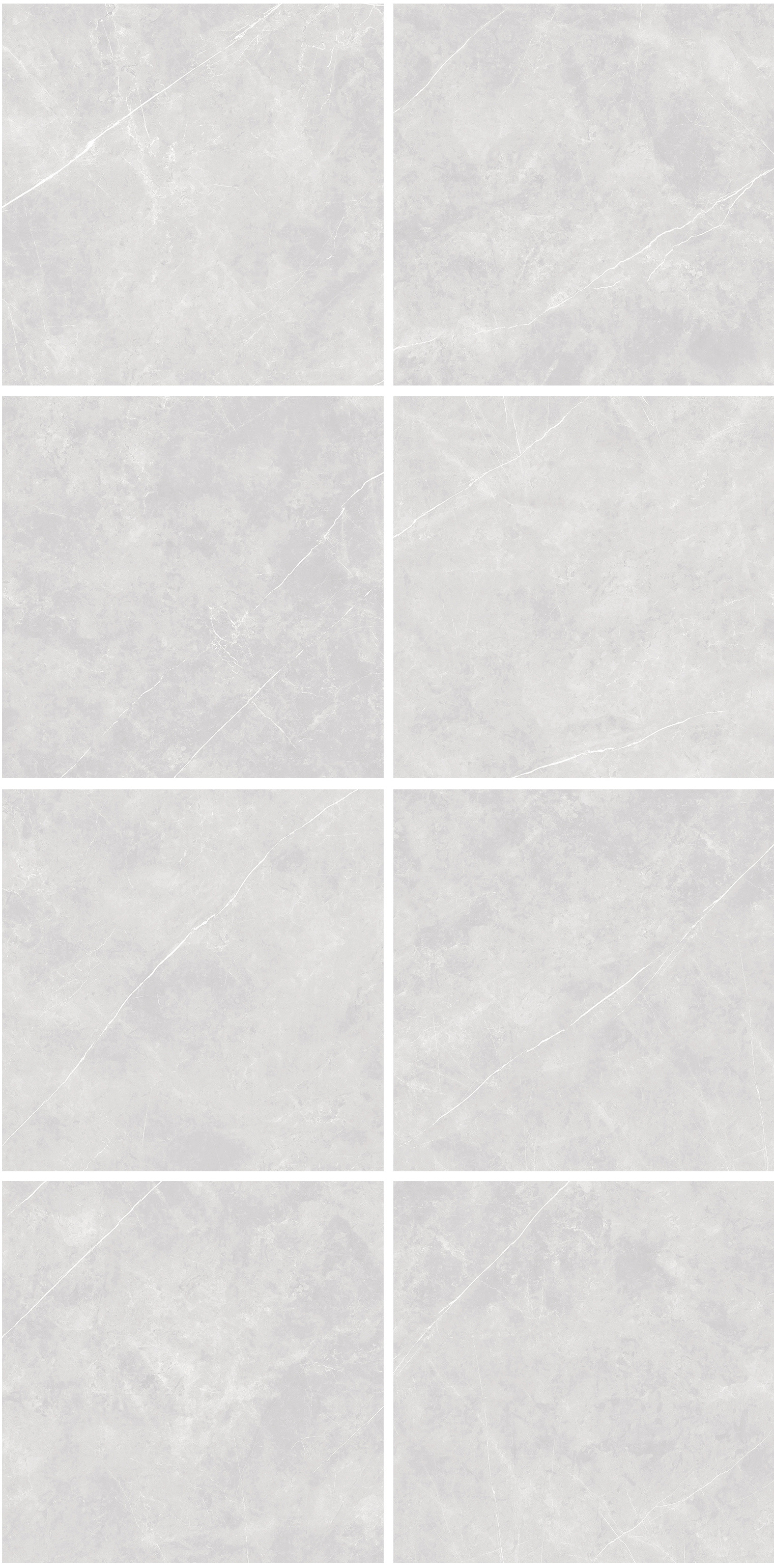 60×60cm Light Gray Marble - Effect Glossy Tile, Model: TQ01-RS - 66010P