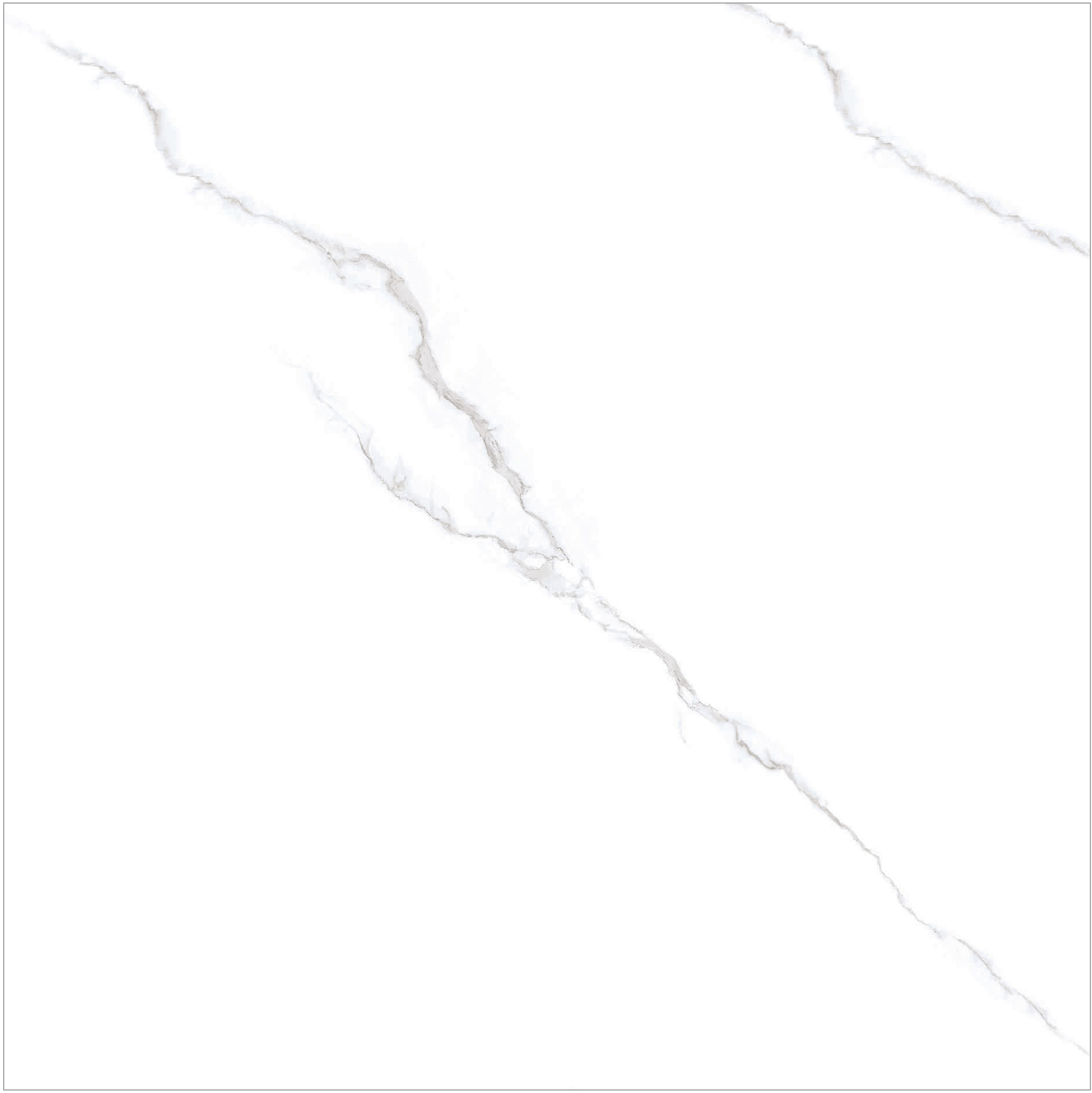 60×60cm White Marble - Effect Glossy Tile, Model: TQ01-RS - 66028P