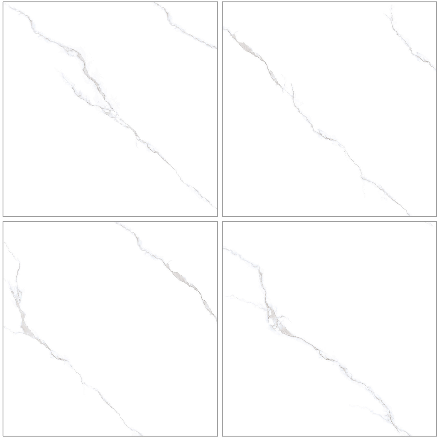 60×60cm White Marble - Effect Glossy Tile, Model: TQ01-RS - 66028P