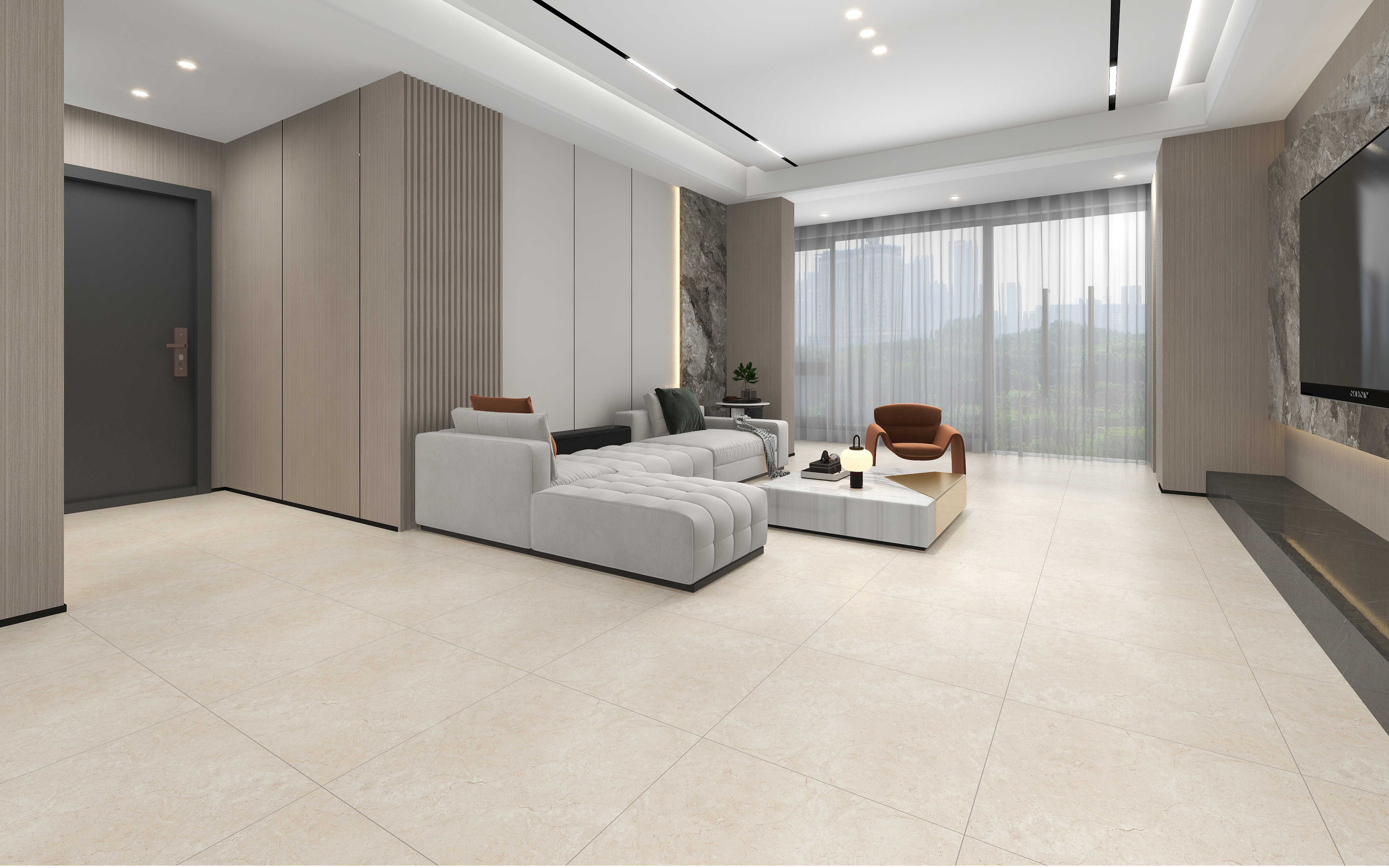60×60cm Beige Marble - Effect Matt Tile, Model: TQ01-RS - 66003RM