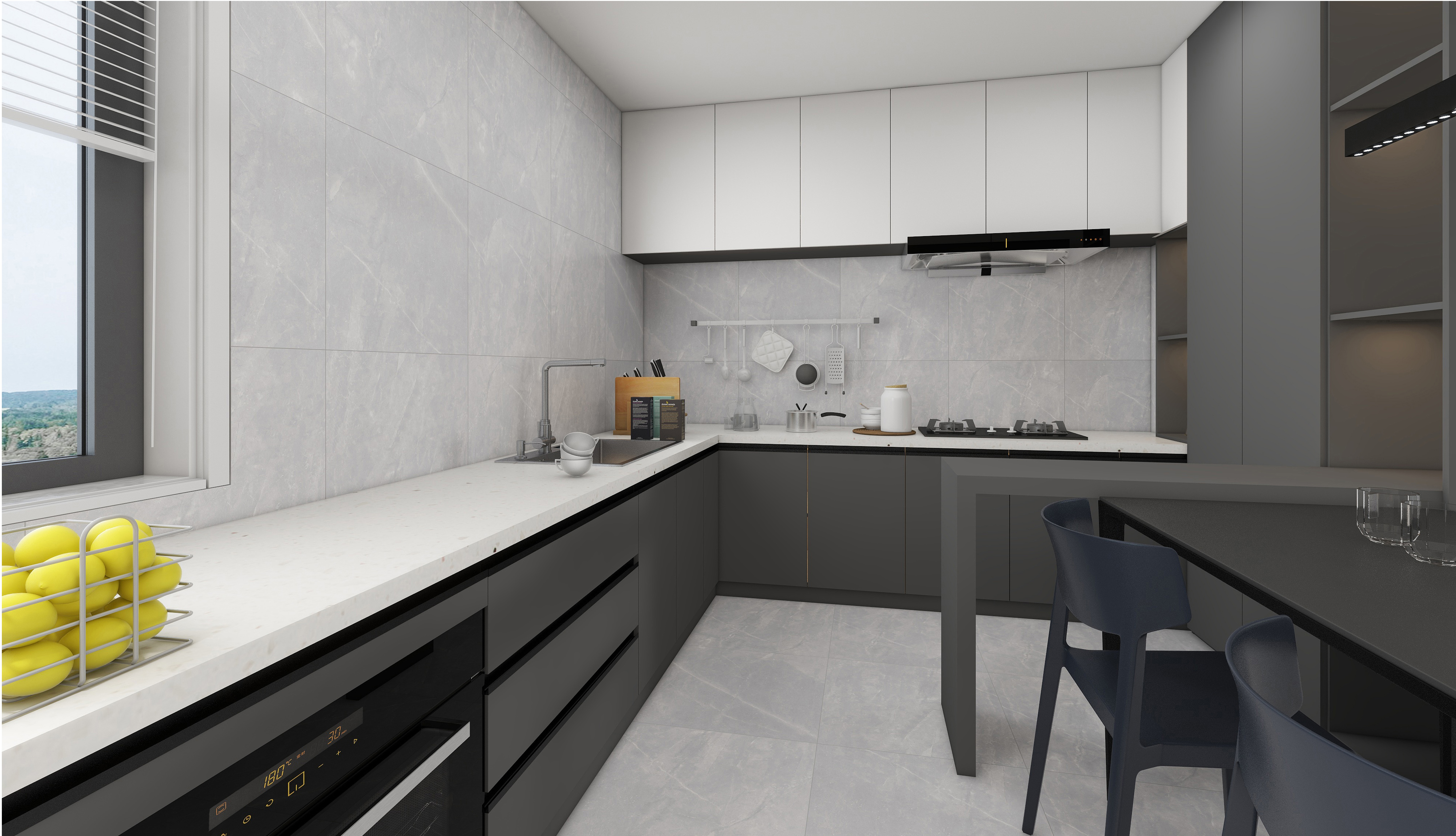 60×60cm Light Gray Marble - Effect Matt Tile, Model: TQ01 - RS - 66007RM