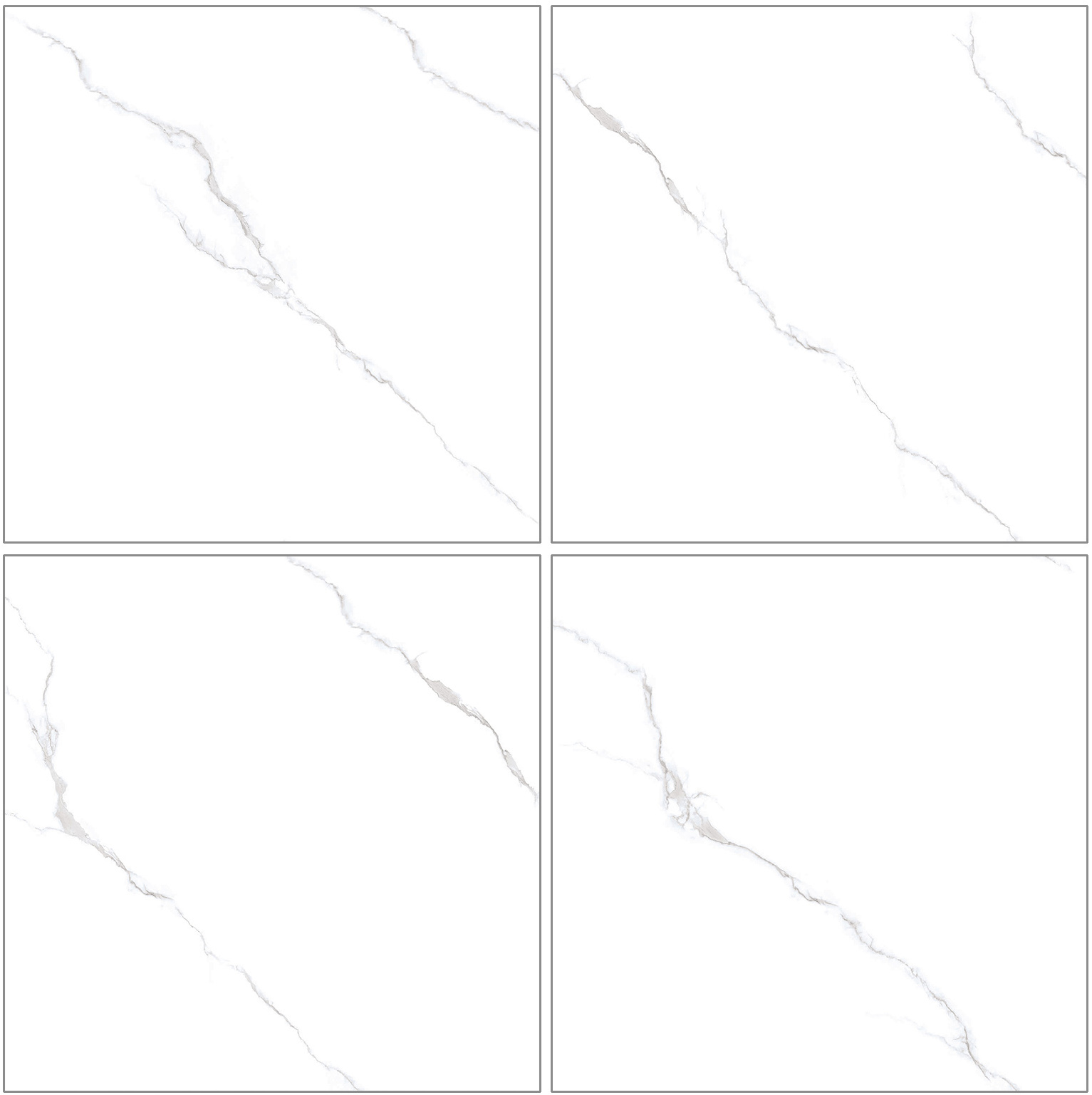 60×60cm White Marble - Effect Matt Tile, Model: TQ01 - RS - 66028RM